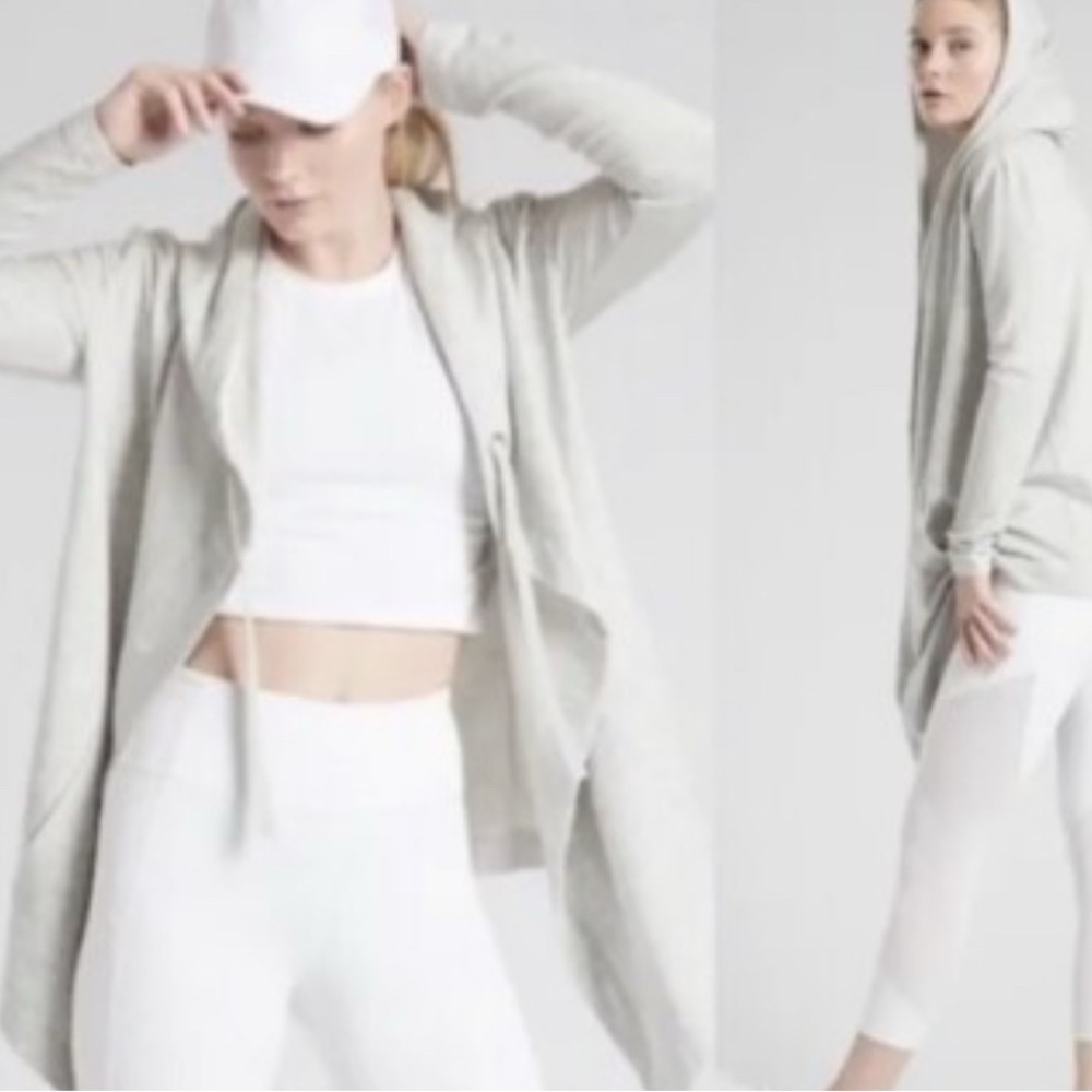 Athleta Vista Wrap Heathered Gray Open Front Cardigan